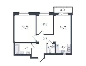 3-к квартира, вторичка, 69м2, 9/16 этаж