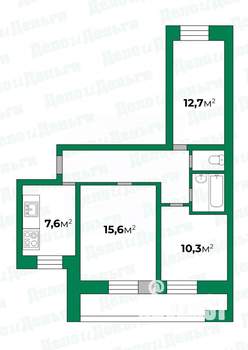 3-к квартира, вторичка, 60м2, 4/10 этаж