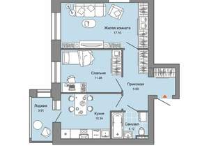 2-к квартира, вторичка, 54м2, 3/8 этаж
