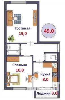 2-к квартира, вторичка, 49м2, 5/9 этаж