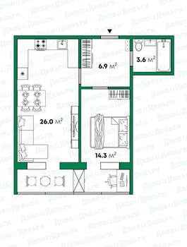 2-к квартира, вторичка, 51м2, 10/17 этаж