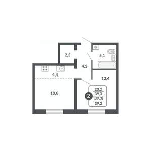 2-к квартира, вторичка, 39м2, 2/17 этаж