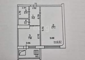 1-к квартира, вторичка, 33м2, 7/9 этаж