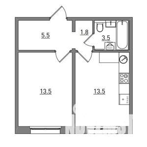 1-к квартира, вторичка, 38м2, 3/17 этаж