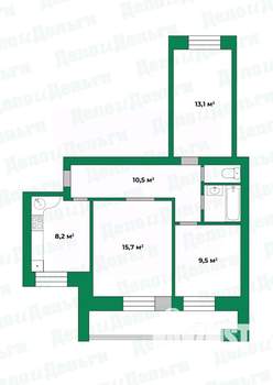 3-к квартира, вторичка, 61м2, 9/9 этаж
