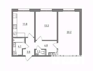 2-к квартира, вторичка, 59м2, 1/17 этаж