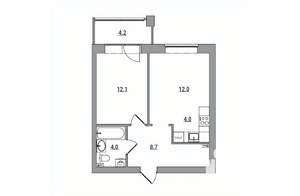 2-к квартира, вторичка, 45м2, 4/6 этаж