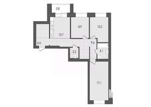 3-к квартира, вторичка, 76м2, 5/9 этаж