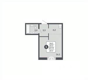 Студия квартира, вторичка, 28м2, 10/17 этаж