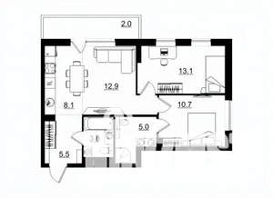 3-к квартира, строящийся дом, 61м2, 4/11 этаж