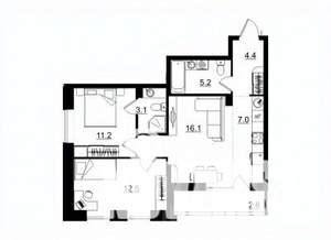 3-к квартира, вторичка, 62м2, 2/11 этаж