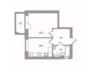 1-к квартира, вторичка, 41м2, 2/6 этаж
