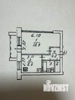 1-к квартира, вторичка, 37м2, 5/5 этаж