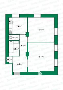 2-к квартира, вторичка, 61м2, 2/2 этаж