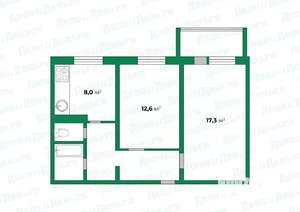 2-к квартира, вторичка, 50м2, 9/10 этаж
