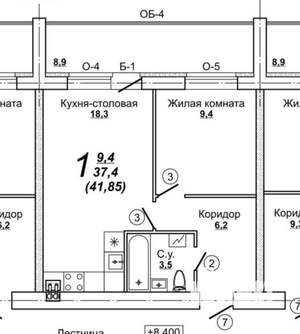 1-к квартира, вторичка, 37м2, 1/5 этаж