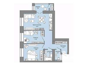 2-к квартира, строящийся дом, 66м2, 1/6 этаж