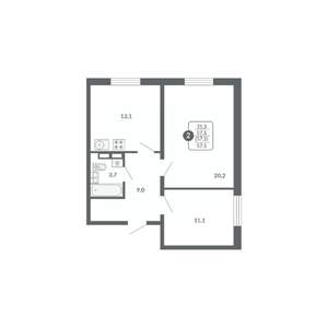 2-к квартира, вторичка, 57м2, 4/17 этаж