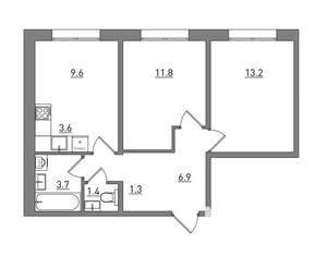 3-к квартира, вторичка, 53м2, 9/16 этаж