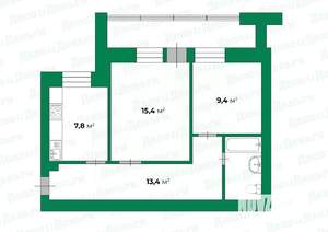 2-к квартира, вторичка, 56м2, 1/10 этаж