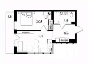 1-к квартира, строящийся дом, 39м2, 7/11 этаж