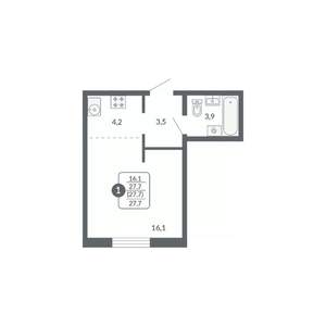 Студия квартира, вторичка, 28м2, 17/17 этаж