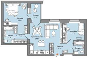 2-к квартира, вторичка, 75м2, 3/7 этаж