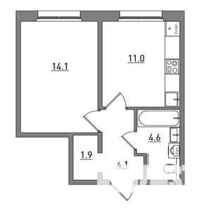 1-к квартира, вторичка, 36м2, 2/17 этаж