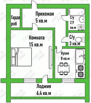 1-к квартира, вторичка, 40м2, 10/10 этаж