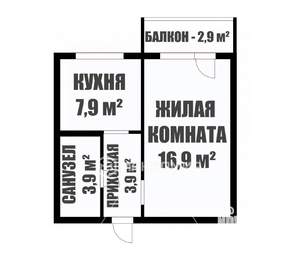 1-к квартира, вторичка, 32м2, 4/9 этаж