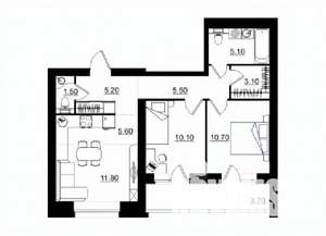 3-к квартира, строящийся дом, 62м2, 8/10 этаж
