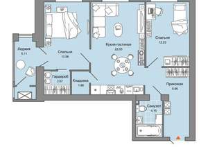 2-к квартира, вторичка, 70м2, 3/8 этаж