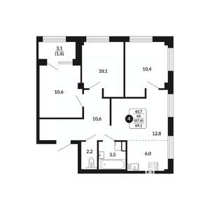 4-к квартира, вторичка, 68м2, 13/17 этаж