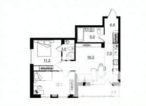3-к квартира, строящийся дом, 62м2, 2/11 этаж