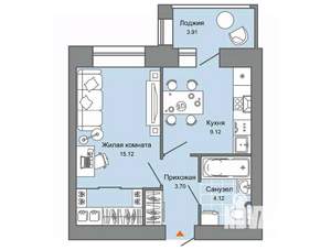 Студия квартира, вторичка, 34м2, 6/8 этаж