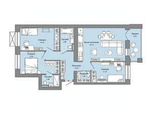 3-к квартира, строящийся дом, 86м2, 6/6 этаж