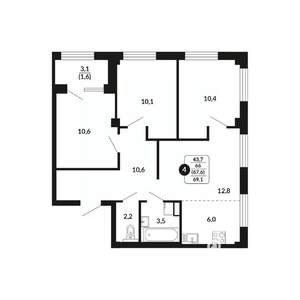 4-к квартира, вторичка, 68м2, 5/17 этаж