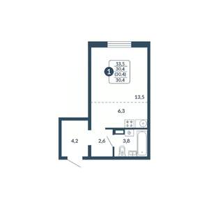 Студия квартира, вторичка, 30м2, 3/17 этаж