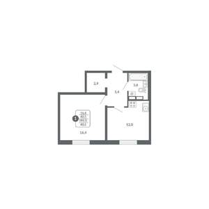 1-к квартира, вторичка, 41м2, 5/17 этаж