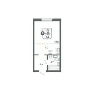 Студия квартира, вторичка, 26м2, 7/17 этаж