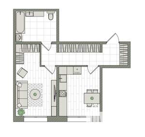 1-к квартира, вторичка, 45м2, 1/16 этаж