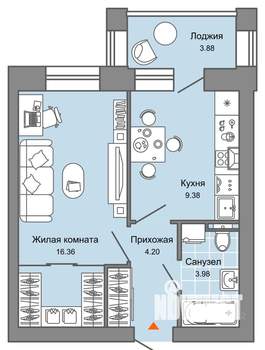 1-к квартира, вторичка, 36м2, 5/8 этаж