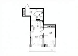 2-к квартира, вторичка, 43м2, 7/11 этаж