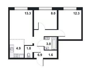 3-к квартира, вторичка, 52м2, 10/16 этаж