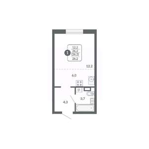 Студия квартира, вторичка, 26м2, 9/17 этаж