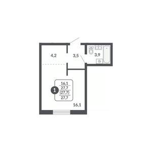 Студия квартира, вторичка, 28м2, 8/17 этаж