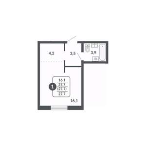 Студия квартира, вторичка, 28м2, 3/17 этаж