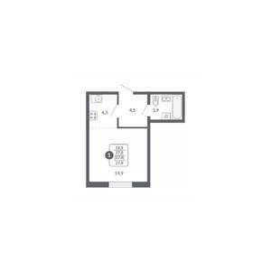1-к квартира, вторичка, 28м2, 6/17 этаж