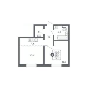 2-к квартира, вторичка, 39м2, 10/17 этаж