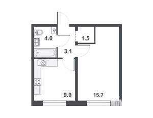 1-к квартира, вторичка, 34м2, 1/16 этаж